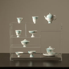 墨己雪花白蓝芳鲤影手绘哑光功夫茶具家用茶壶盖碗主人杯壶承茶杯