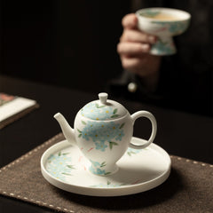 Hand-painted White Porcelain Flower & Swimming Fish 130ml Gaiwan Series