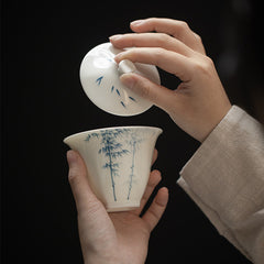 Hand painted Ceramic Qinghua 200ml Gaiwan